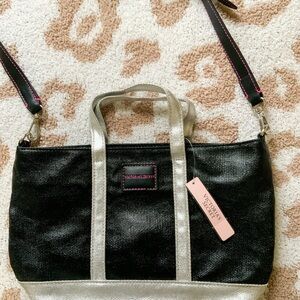 Victoria's Secret Black & Silver Crossbody Tote Bag